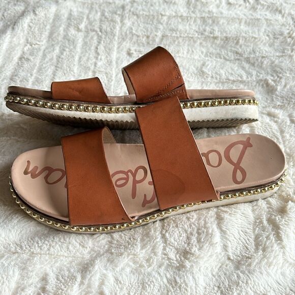 Sam Edelman Asha Slide Natural Buff brown leather slide sandals size 9 - Picture 3 of 9